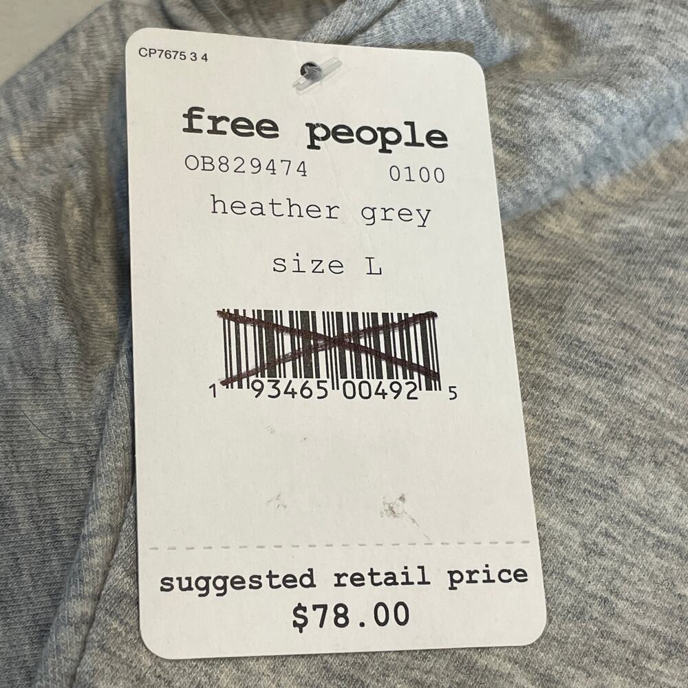 Free People Movement Lara Pullover Heather Gray Funnel Neck Size Large NWT - Picture 4 of 16